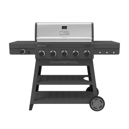 Char-Broil Performance Series FlavorMax 5-Burner Gas Grill, Cart with Side Burner, Gray