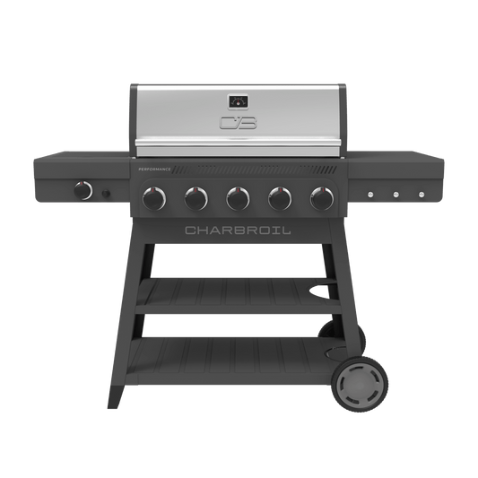 Char-Broil Performance Series FlavorMax 5-Burner Gas Grill, Cart with Side Burner, Gray