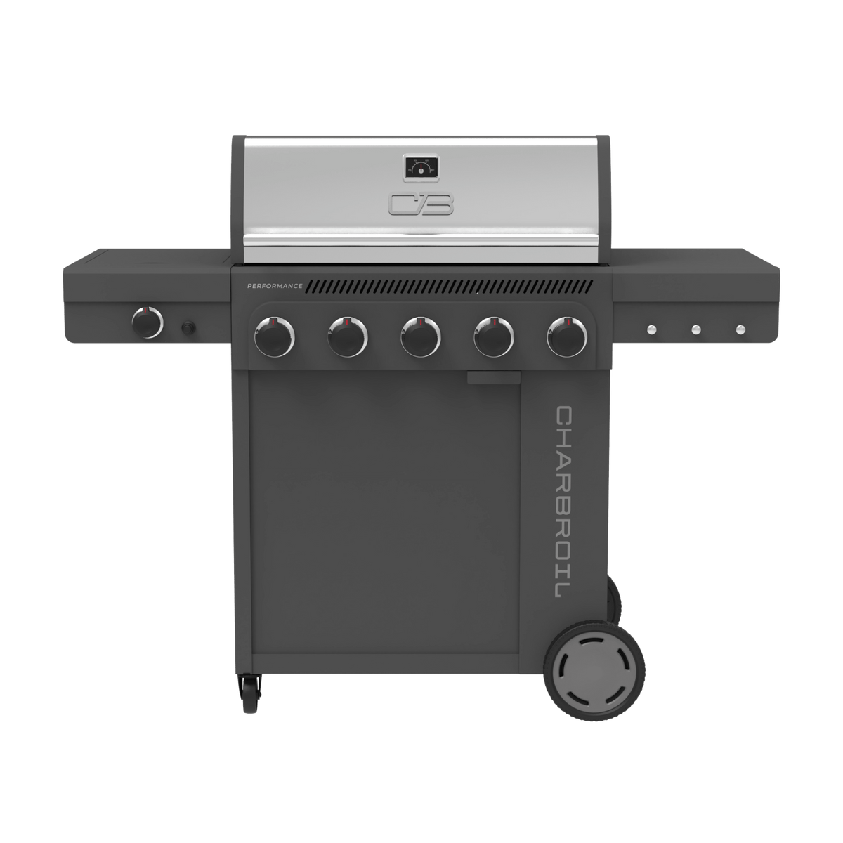 Char-Broil Performance Series FlavorMax 5-Burner Gas Grill, Cabinet with Side Burner, Gray