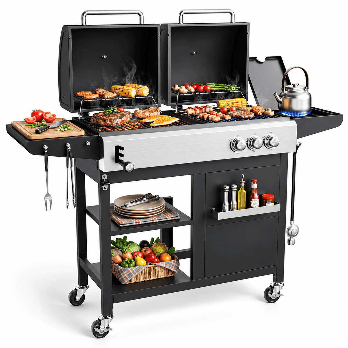 Biotree 3-Burner Gas and Charcoal Grill Combo