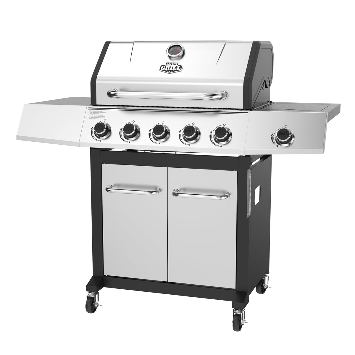 Expert Grill 5-Burner Propane Gas Grill with Side Burner Stainless Steel