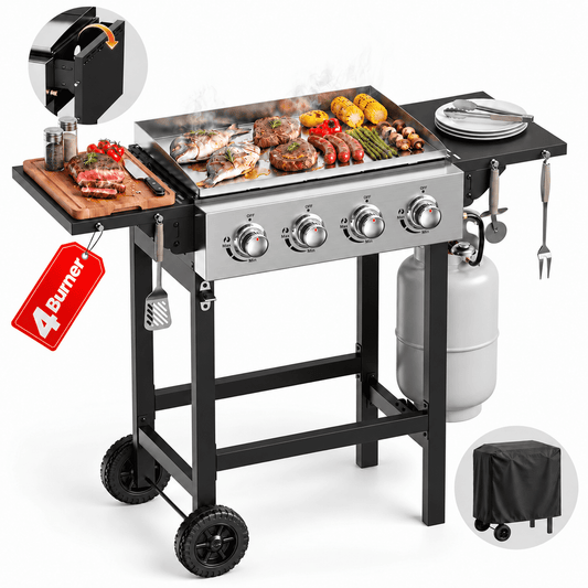 Biotree 4-Burner Propane Gas Griddle with Stainless Steel Pan