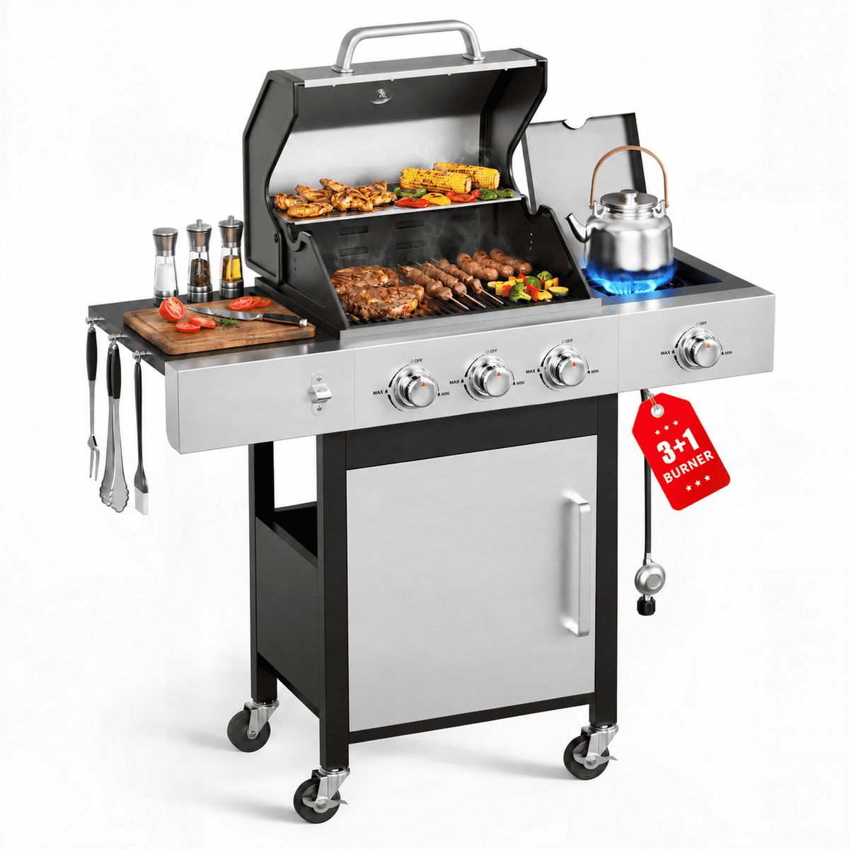 Biotree 3 Burner Gas Grill with Side Burner