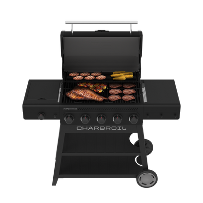 Char-Broil Performance Series FlavorMax 5-Burner Gas Grill, Cart with Side Burner, Blackout