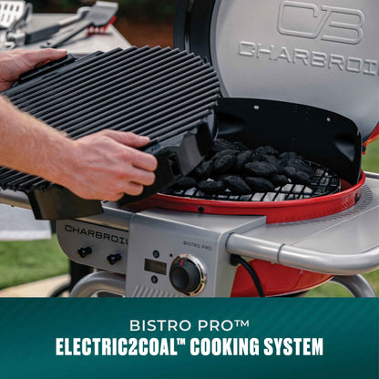 Char-Broil Bistro Pro Electric Grill & Griddle + Charcoal Mode Red