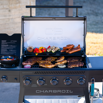 Char-Broil Performance Series FlavorMax 5-Burner Gas Grill, Cart with Side Burner, Blackout
