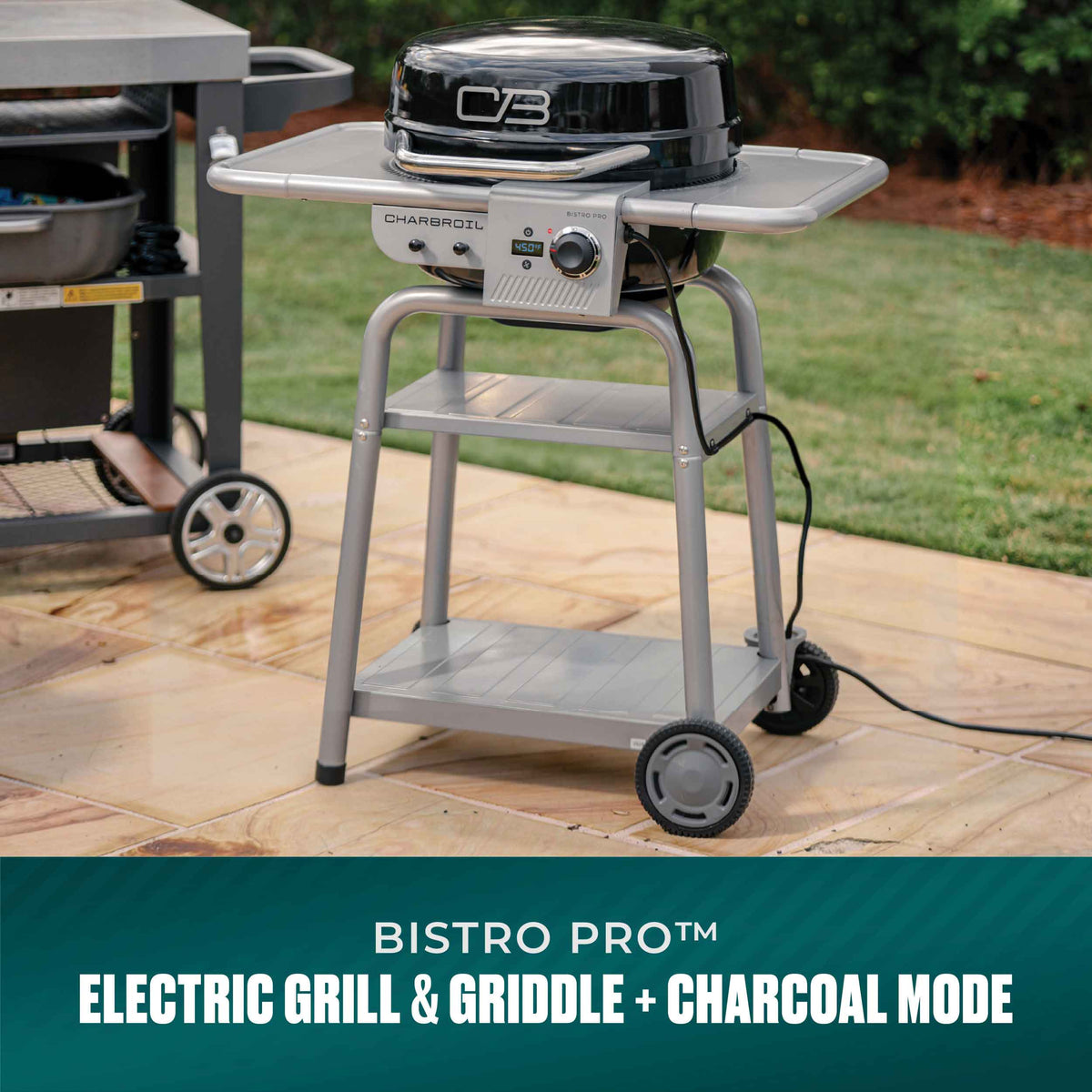 Char-Broil Bistro Pro Electric Grill & Griddle + Charcoal Mode Black