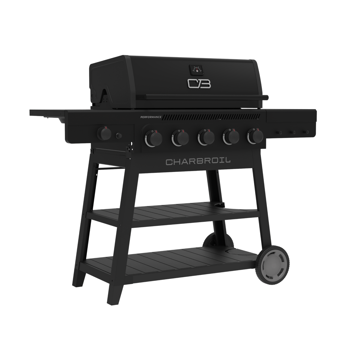Char-Broil Performance Series FlavorMax 5-Burner Gas Grill, Cart with Side Burner, Blackout