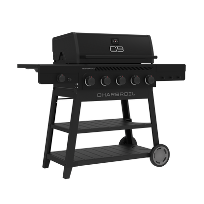 Char-Broil Performance Series FlavorMax 5-Burner Gas Grill, Cart with Side Burner, Blackout