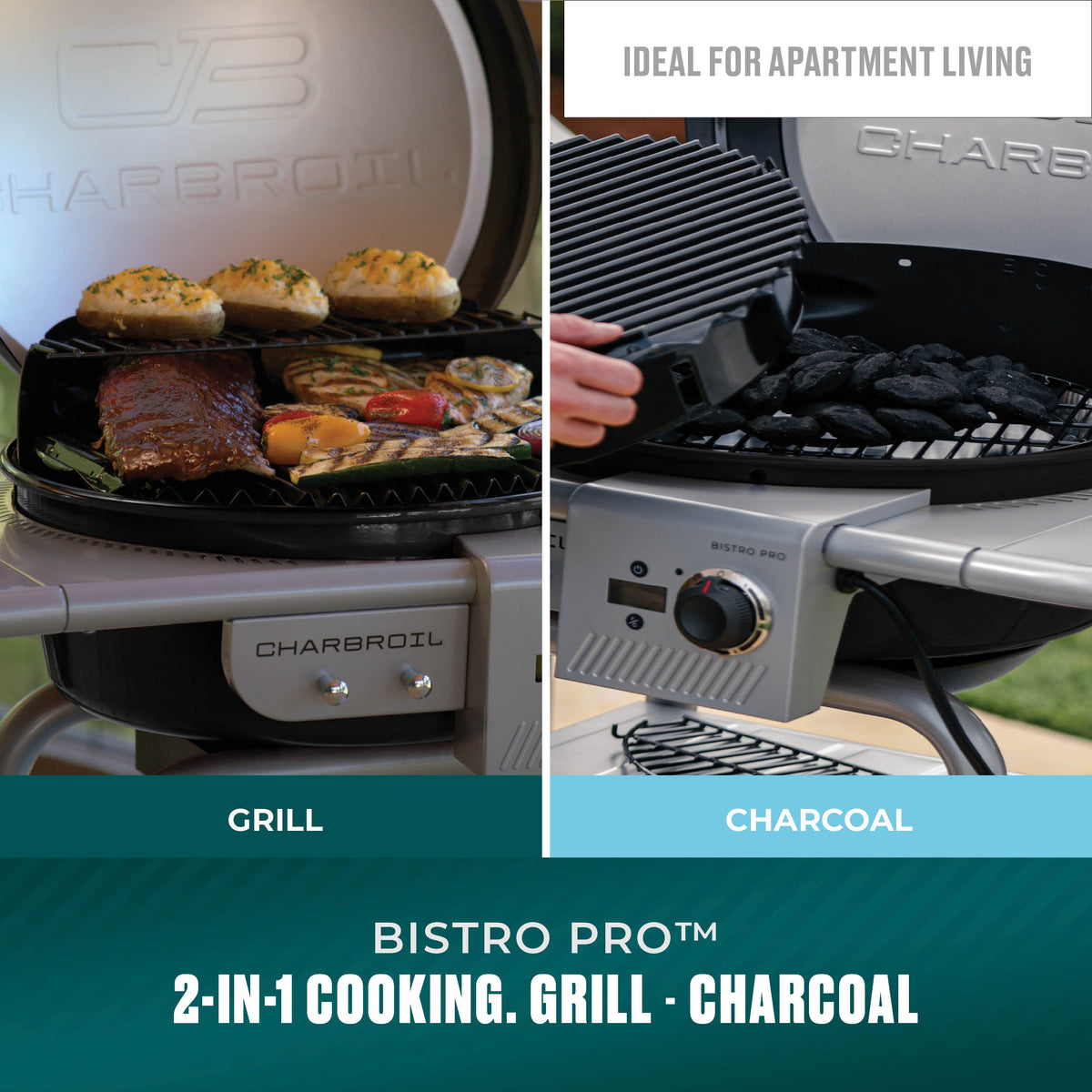 Char-Broil Bistro Pro Electric Grill + Charcoal Mode Black