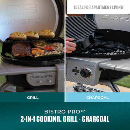 Char-Broil Bistro Pro Electric Grill + Charcoal Mode Black