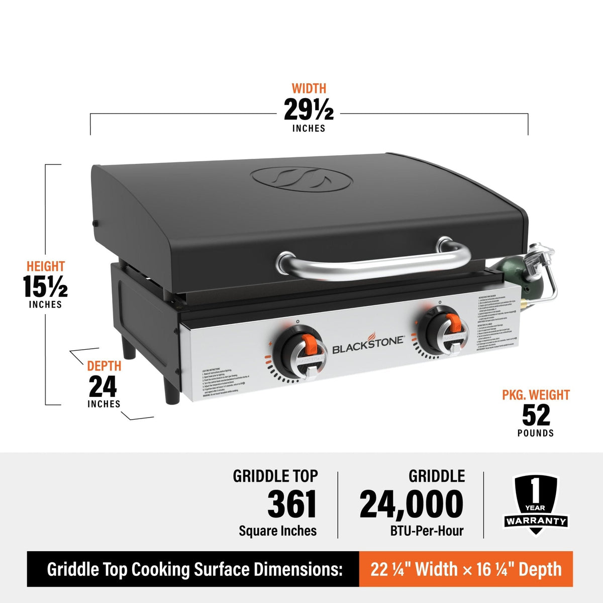 Blackstone Original 22in Stainless Front Panel Tabletop Griddle