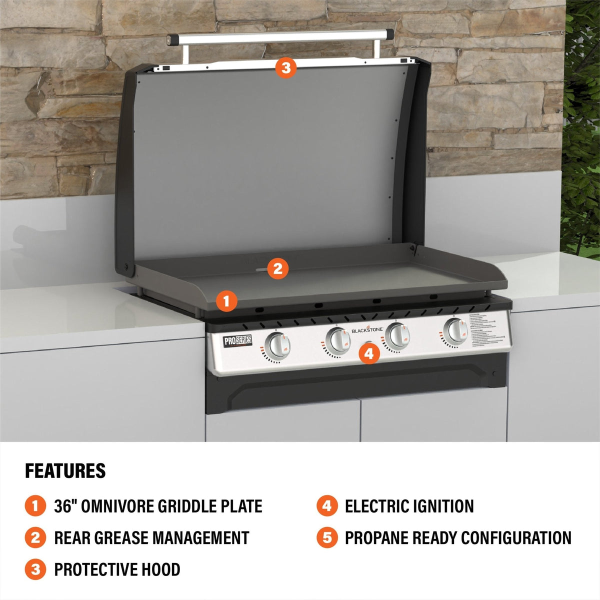 Blackstone 36" Drop-in Griddle with Hood (Propane)