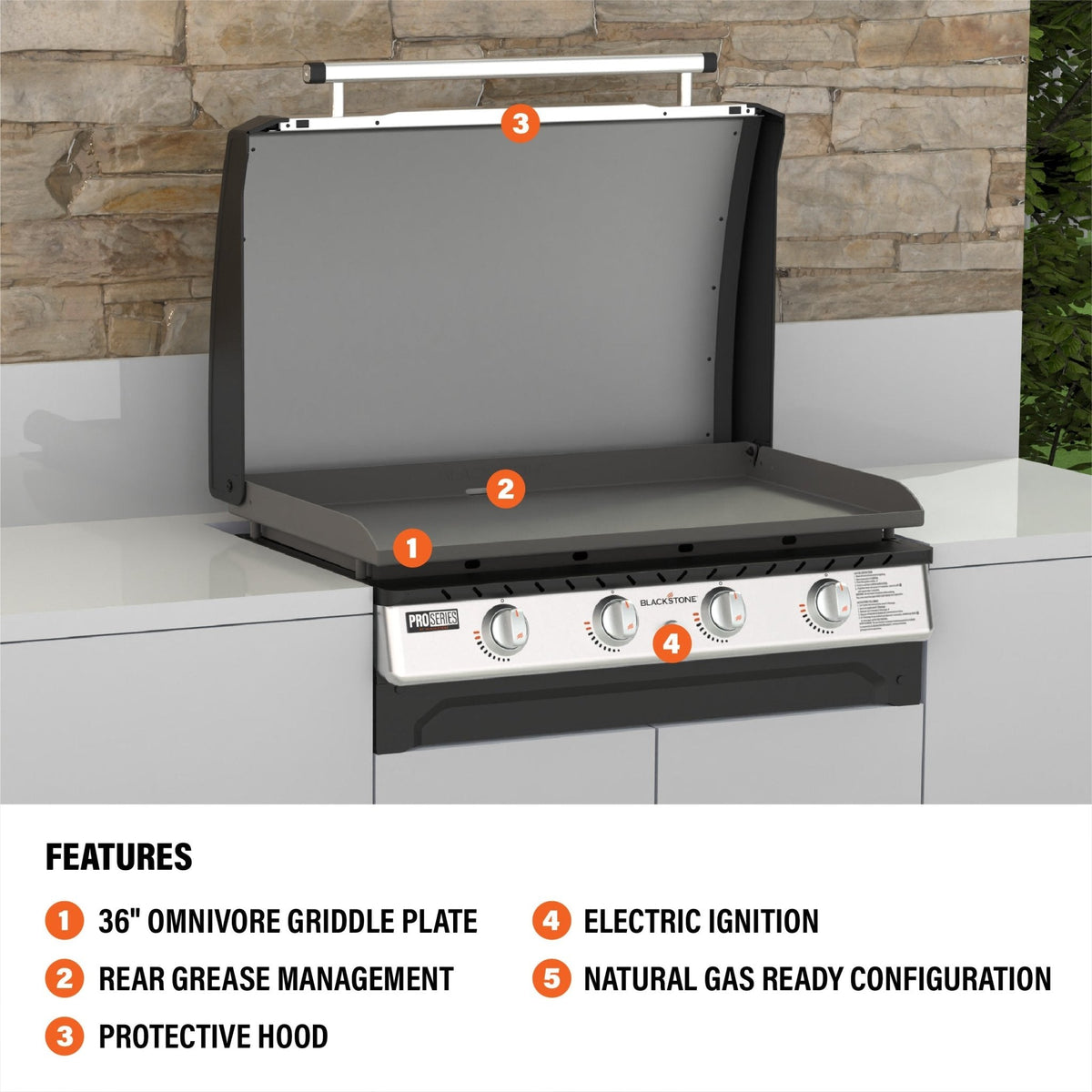 Blackstone 36" Built-in Griddle with Hood (Natural Gas)