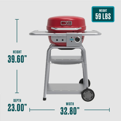 Char-Broil Bistro Pro Electric Grill & Griddle + Charcoal Mode Red