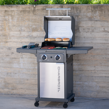 Char-Broil Performance Series FlavorMax 2-Burner Gas Grill, Cabinet, Gray