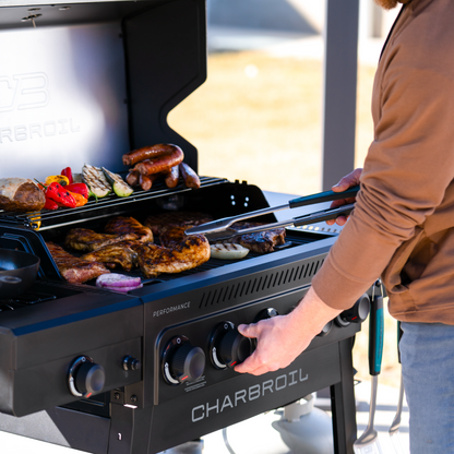Char-Broil Performance Series FlavorMax 5-Burner Gas Grill, Cart with Side Burner, Blackout