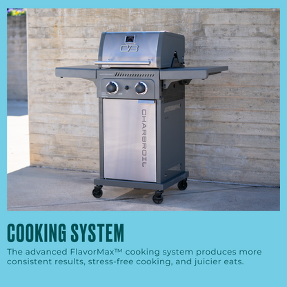 Char-Broil Performance Series FlavorMax 2-Burner Gas Grill, Cabinet, Gray