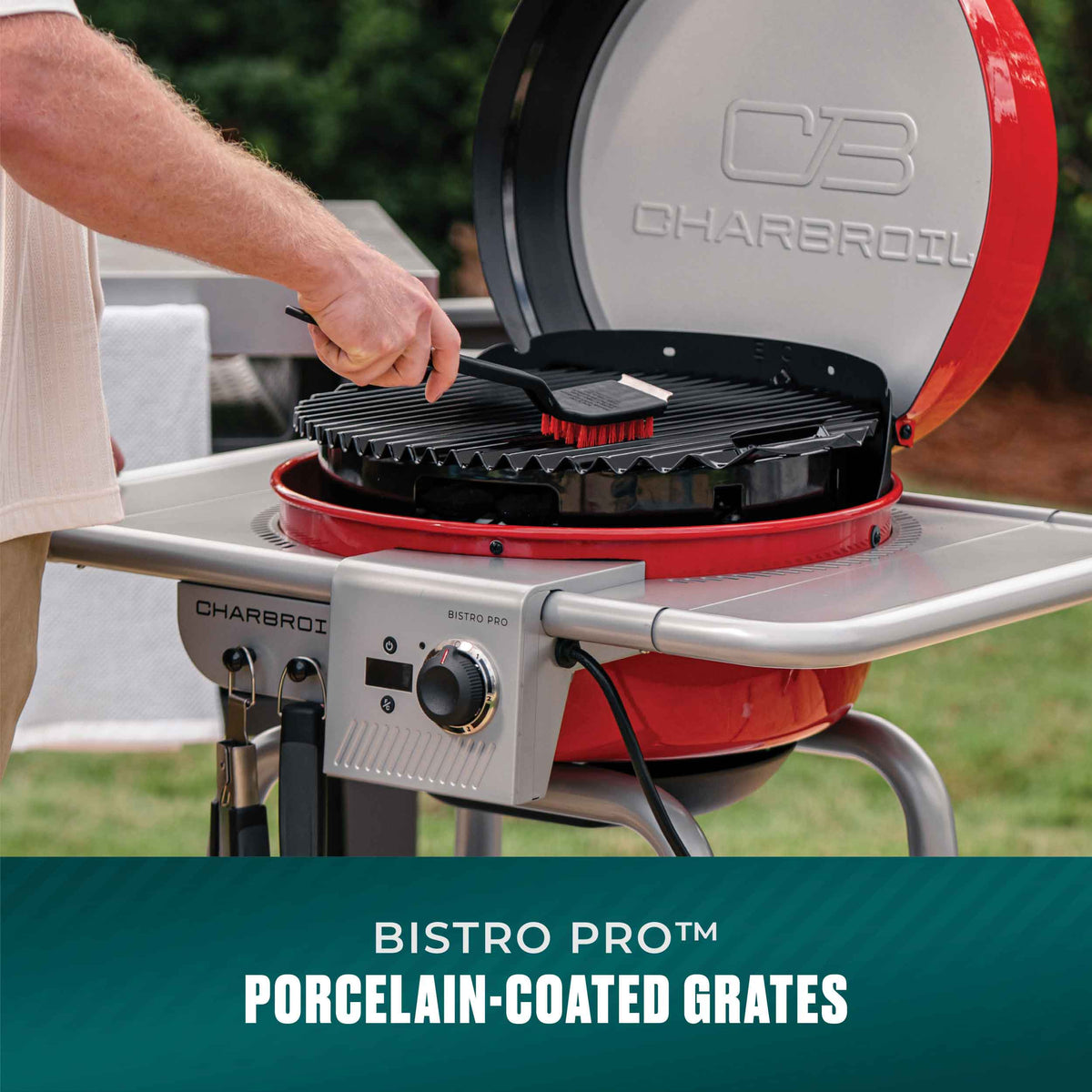 Char-Broil Bistro Pro Electric Grill & Griddle + Charcoal Mode Red