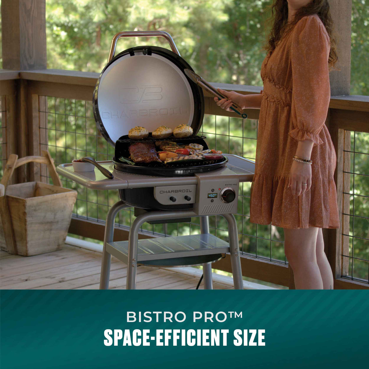 Char-Broil Bistro Pro Electric Grill + Charcoal Mode Black