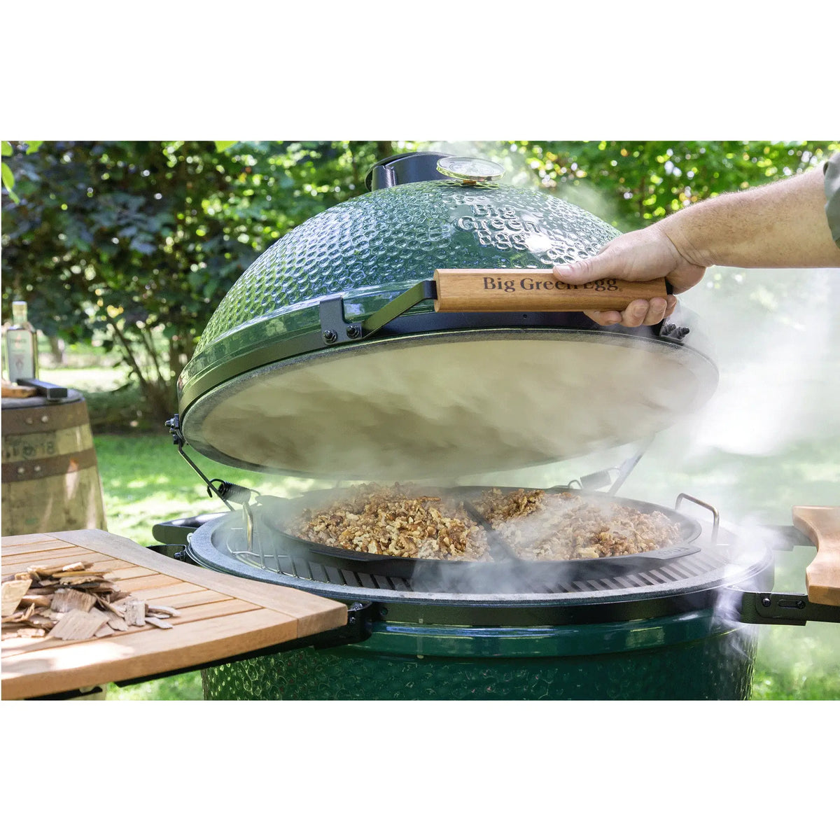 Big Green Egg XL Ceramic Kamado Grill in an intEGGrated Nest+Handler with Mates Package
